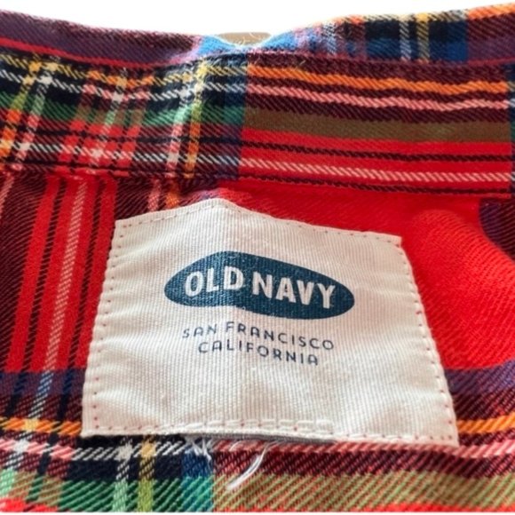🌸4/$50🌸 Old Navy Red Tartan Flannel Button Down Shirt - Picture 10 of 14